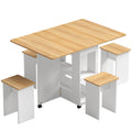 Ensemble table salle à manger pliante avec 4 chaises, table de cuisine avec chaises pour 4 personnes, roulettes, chêne-0