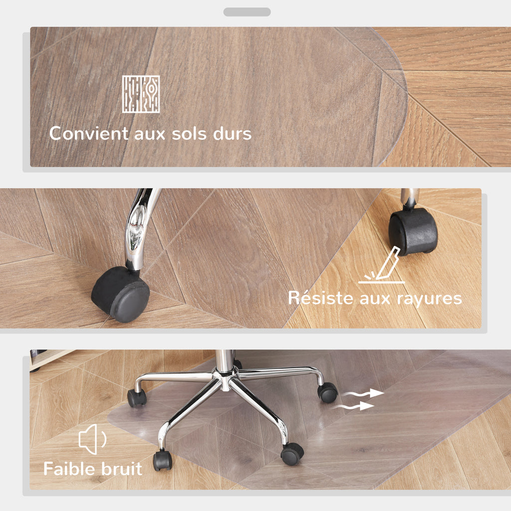 Tapis de chaise de bureau rectangulaire, antidérapants en plastique transparent 90x120cm-5