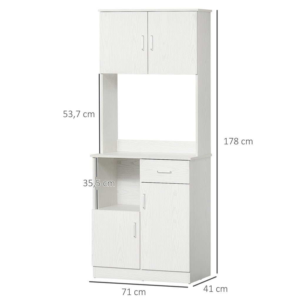 Buffet de cuisine armoire de cuisine multi-rangements 4 portes 1 tiroirs étagère + grand plateau blanc-2
