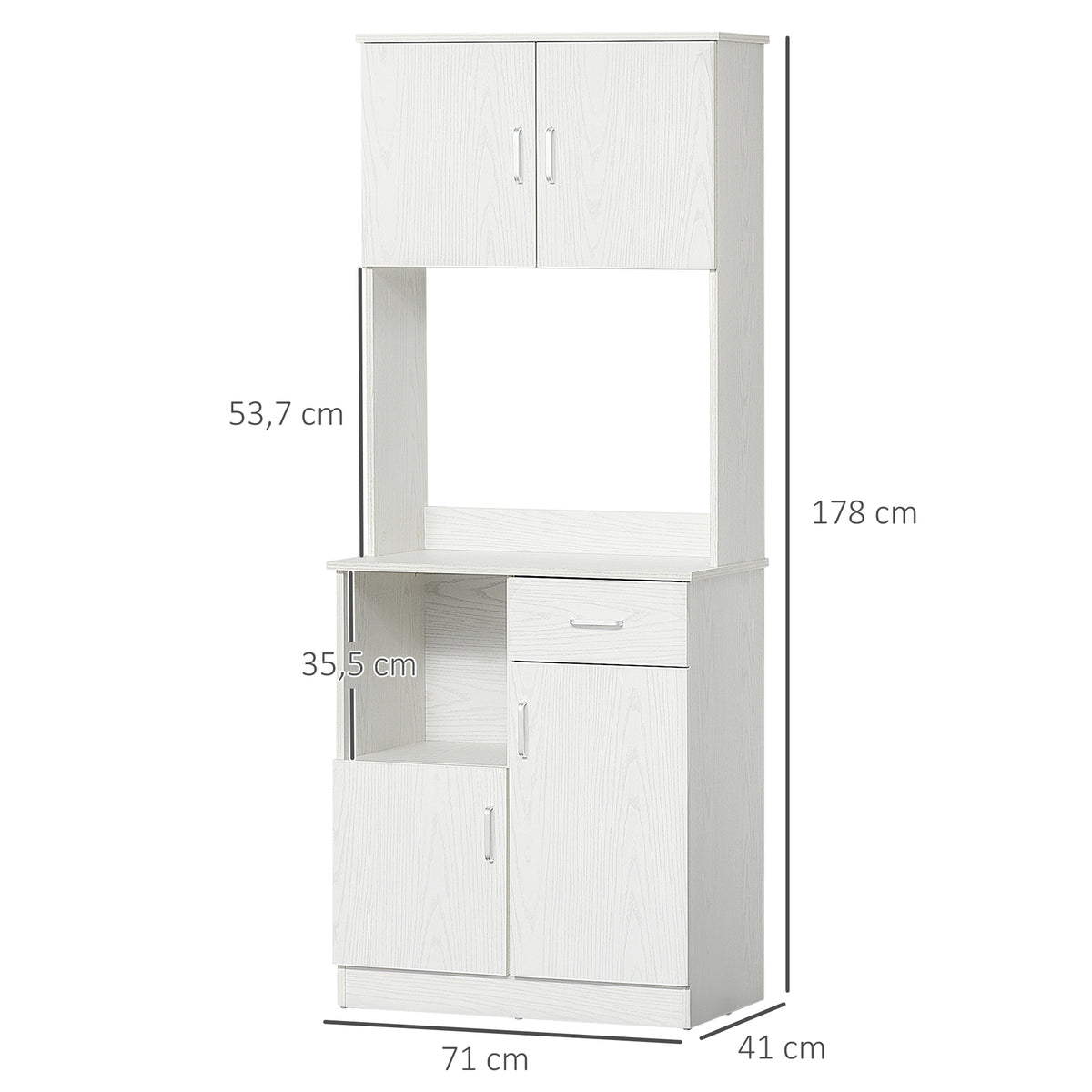 Buffet de cuisine armoire de cuisine multi-rangements 4 portes 1 tiroirs étagère + grand plateau blanc-2