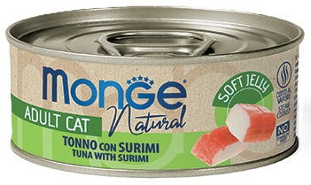 MONGE CAT NATURAL ADULT JELLY TONNO CON SURIMI 80 GR.
