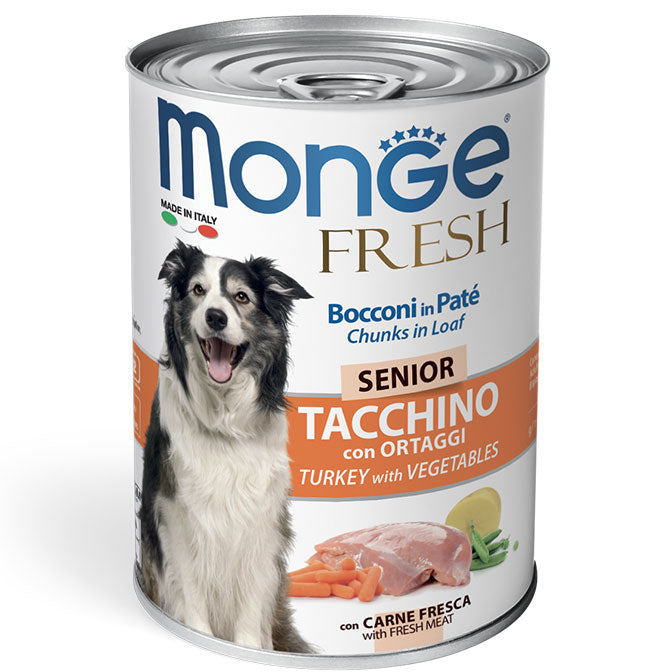 MONGE FRESH BOCCONI IN PATE' SENIOR TACCHINO 400 GR.