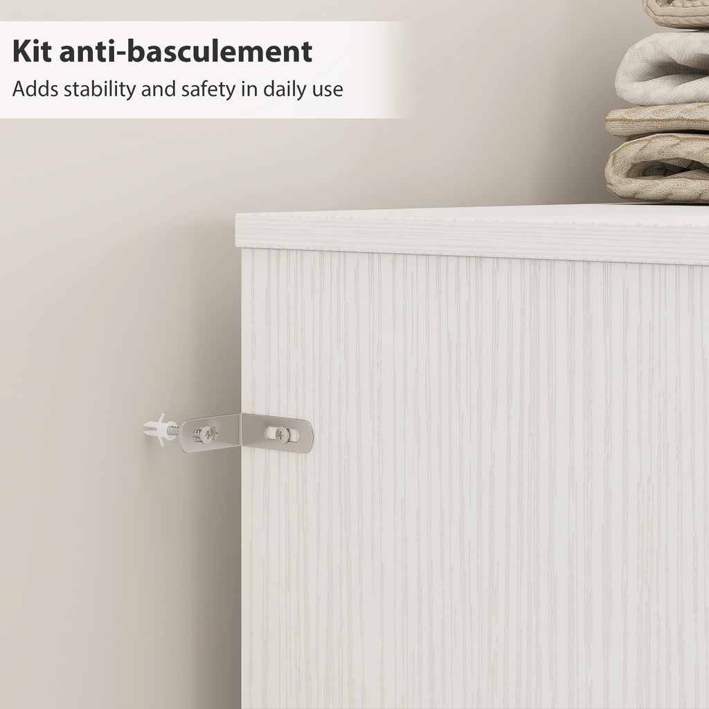 Tête de lit sur pied avec rangements, accessoire de lit 4 compartiments ouverts, 160 x 20,2 x 108,2 cm, blanc-4