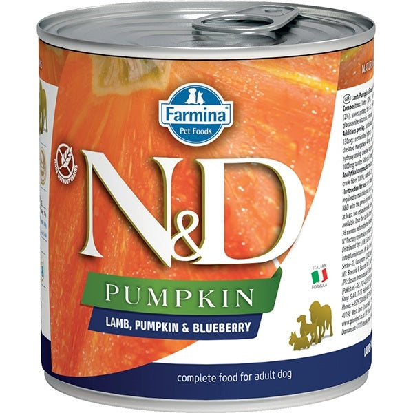 N&D DOG PUMPKIN AGNELLO, ZUCCA & MIRTILLI 285 GR.