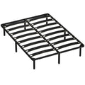 Cadre de lit 140 x 190 cm, lit 2 personnes avec sommier à lattes en bois massif et pied, avec rangement au-dessous, noir-0