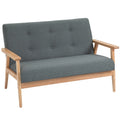 Canapé 2 places style scandinave avec accoudoirs, pieds en bois, 115l x 66,5P x 73H cm, gris-0