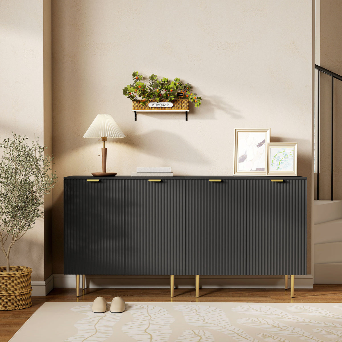 Buffet cuisine meuble de rangement avec 2 portes étagère réglable pieds métalliques surélevés 80 x 40 x 80 cm noir-8