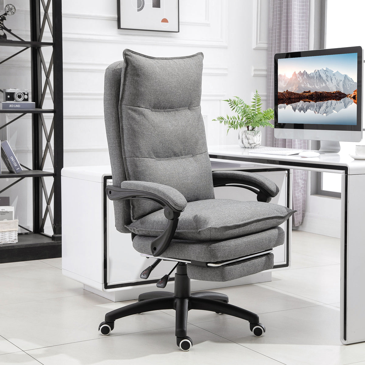 Fauteuil de bureau massant ergonomique, chaise de bureau avec dossier inclinable, hauteur réglable-9