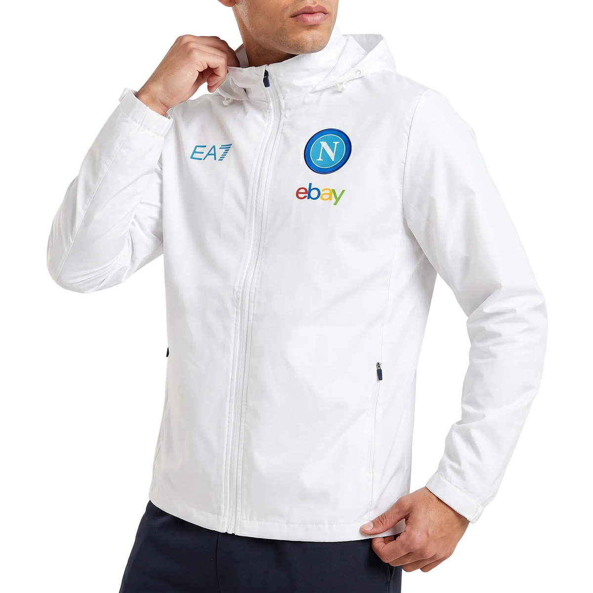 SSC Napoli white training technical rain jacket 2023/24 - EA7-2