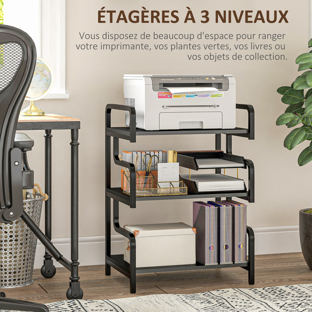 Étagère de rangement à 3 niveaux étagère en métal design industriel structure en acier 55 x 40 x 77 cm Noir-3