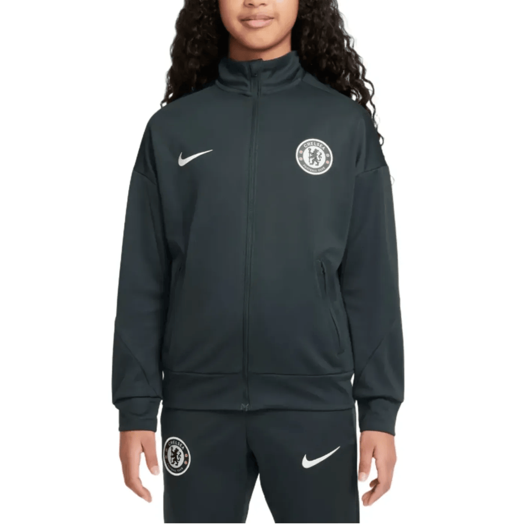 Kids - Chelsea dark green training presentation tracksuit 2025/26 - Nike-0