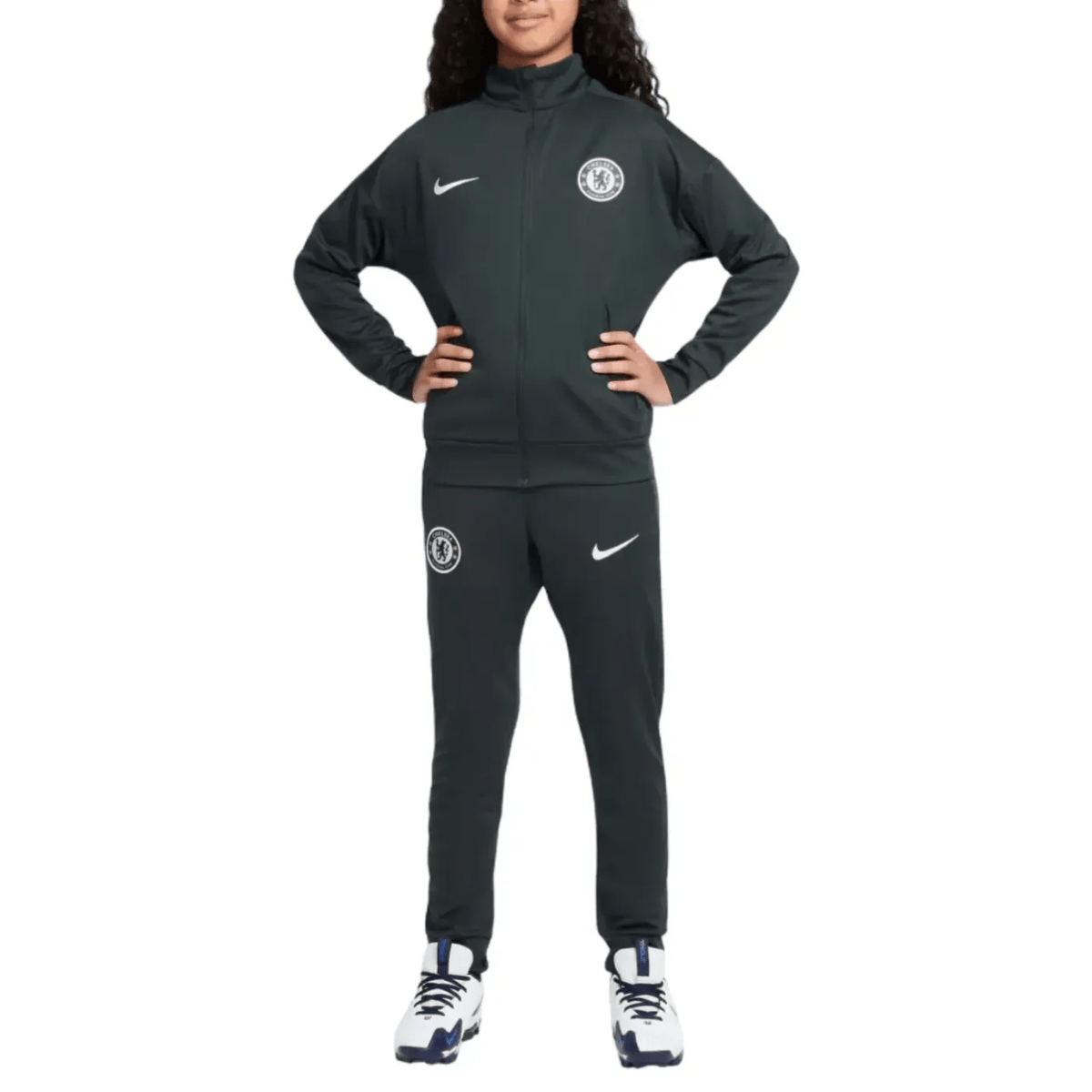 Kids - Chelsea dark green training presentation tracksuit 2025/26 - Nike-3