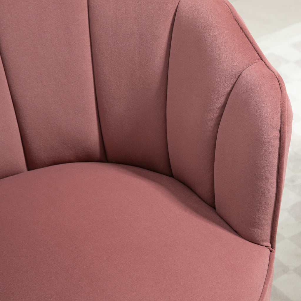 Fauteuil Coquillage Fauteuil de Salon Chambre avec Dossier et Coussin Aspect Velours Pieds en Bois hévéa 66L x-7