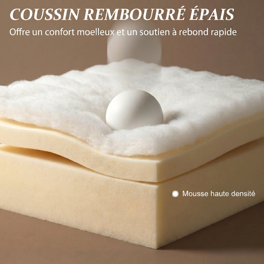 Canapé Convertible 2 Places, Canapé-Lit en Chenille 190cm, Dossier Rabattable, Assise et Accoudoirs Larges, Beige-4