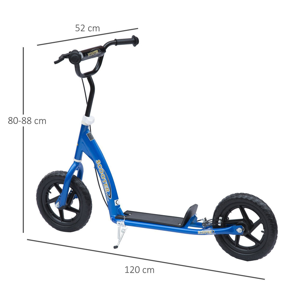 Trottinette enfant patinette pneus 30 cm Hauteur Guidon réglable poignée Frein et béquille Acier pour enfants à partir de 5 ans Bleu-2
