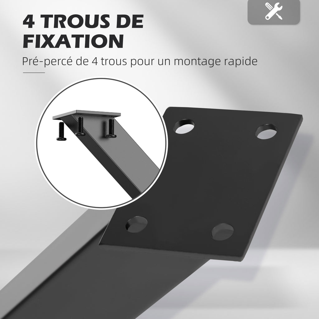 Lot de 2 pieds de table en forme en croix 70 x 72 cm design industriel pour table basse table de chevet noir-3