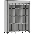 Armoire penderie multi-rangement - 8 étagères, 2 barres - non tissé gris-0