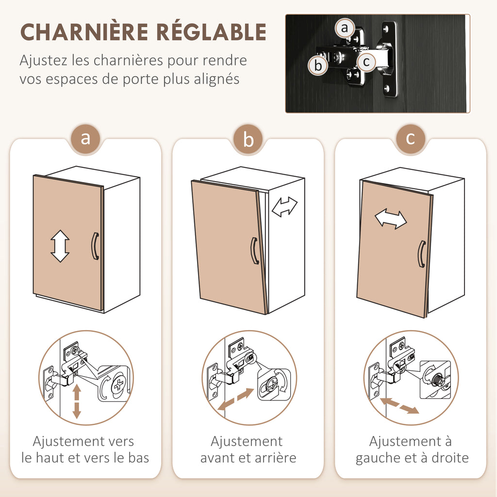 Armoire de cuisine hauteur 170 cm buffet haut avec 4 portes et étagères ajustable, design moderne, noir-7