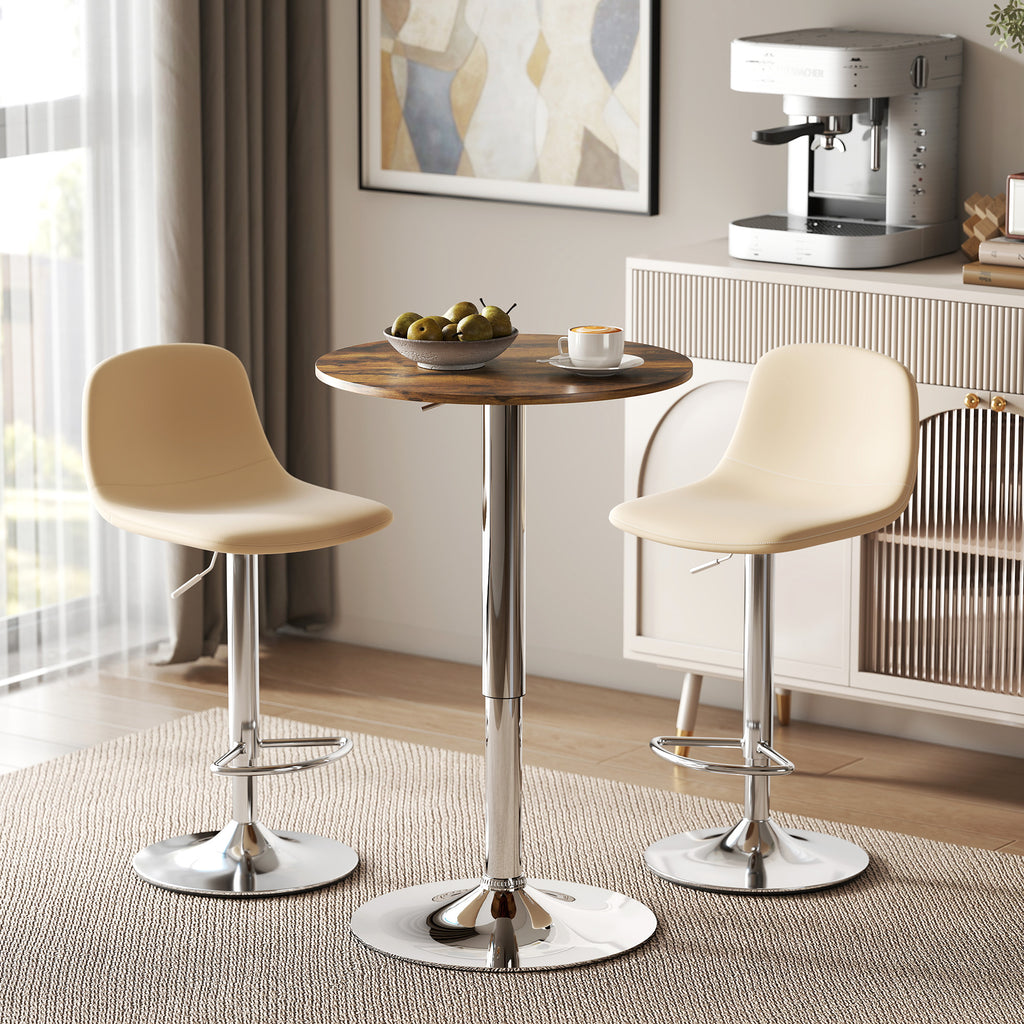 Table de Bar Table Bistro Mange-debout Hauteur réglable 67-93 cm Plateau pivotant 360° marron-1