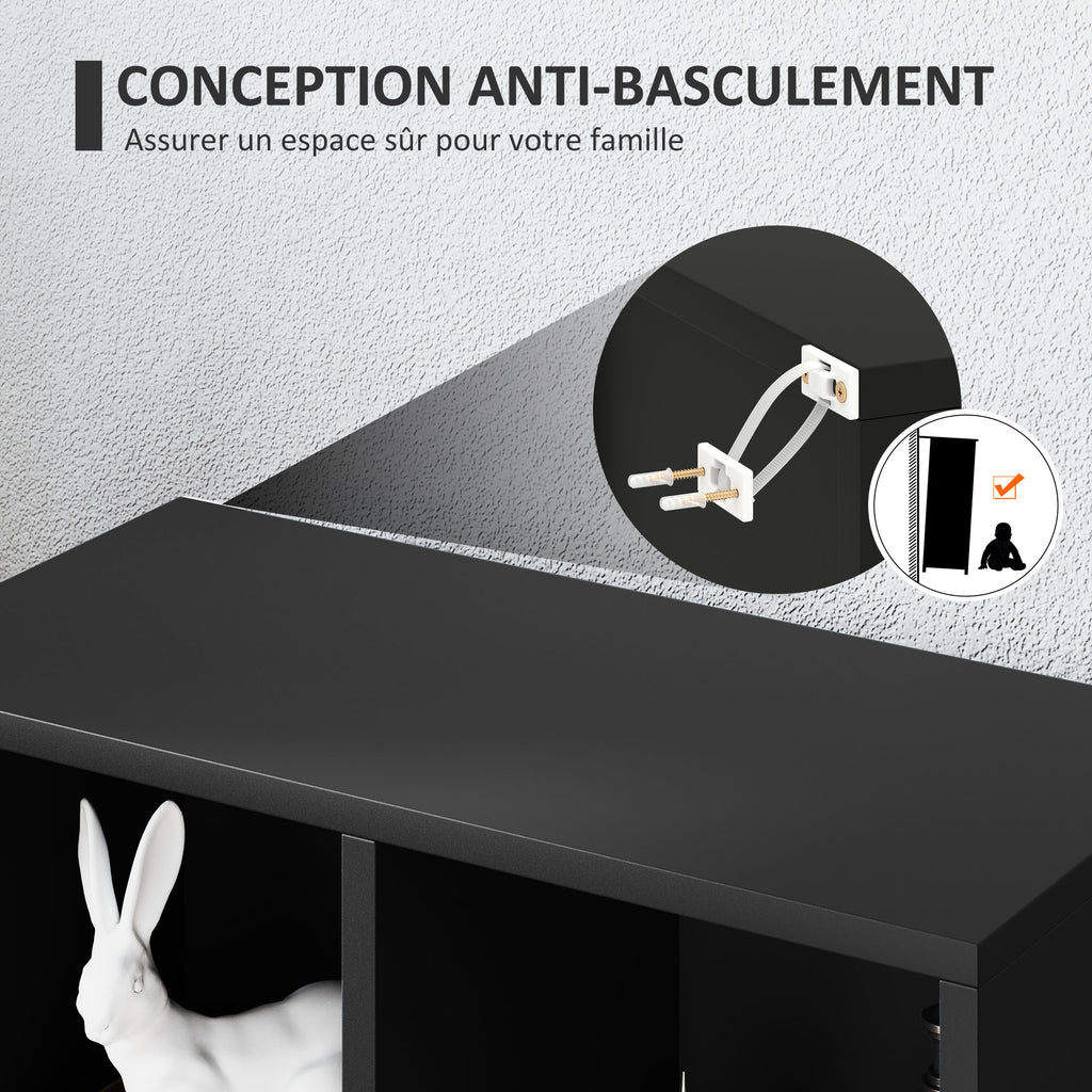 Bibliothèque étagère de rangement avec 5 compartiments, pour salon chambre à coucher bureau, 50x24x80cm, noir-5