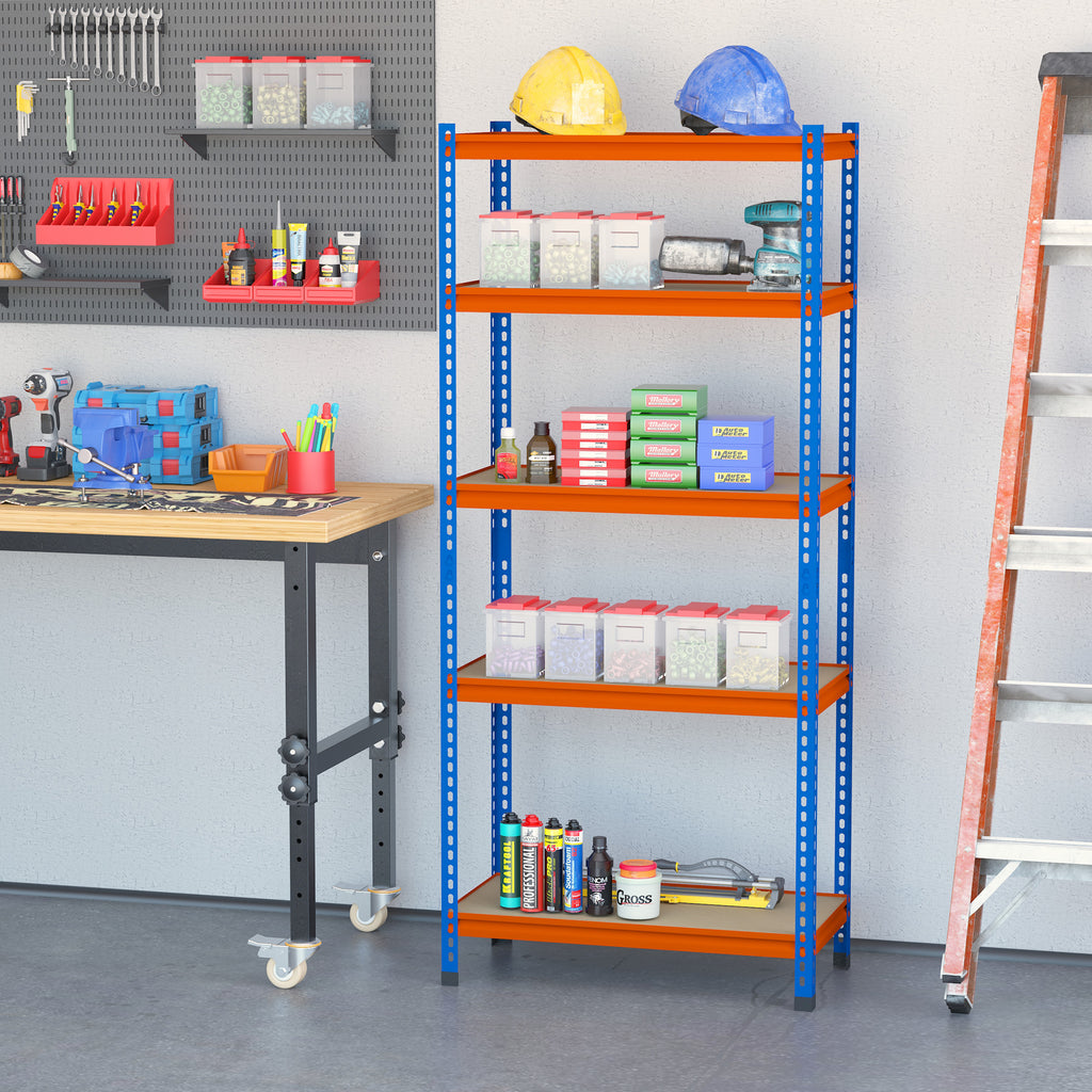 Étagère en métal de garage 5 niveaux capacité 1500 kg 80 x 40 x 182 cm bleu orange-1