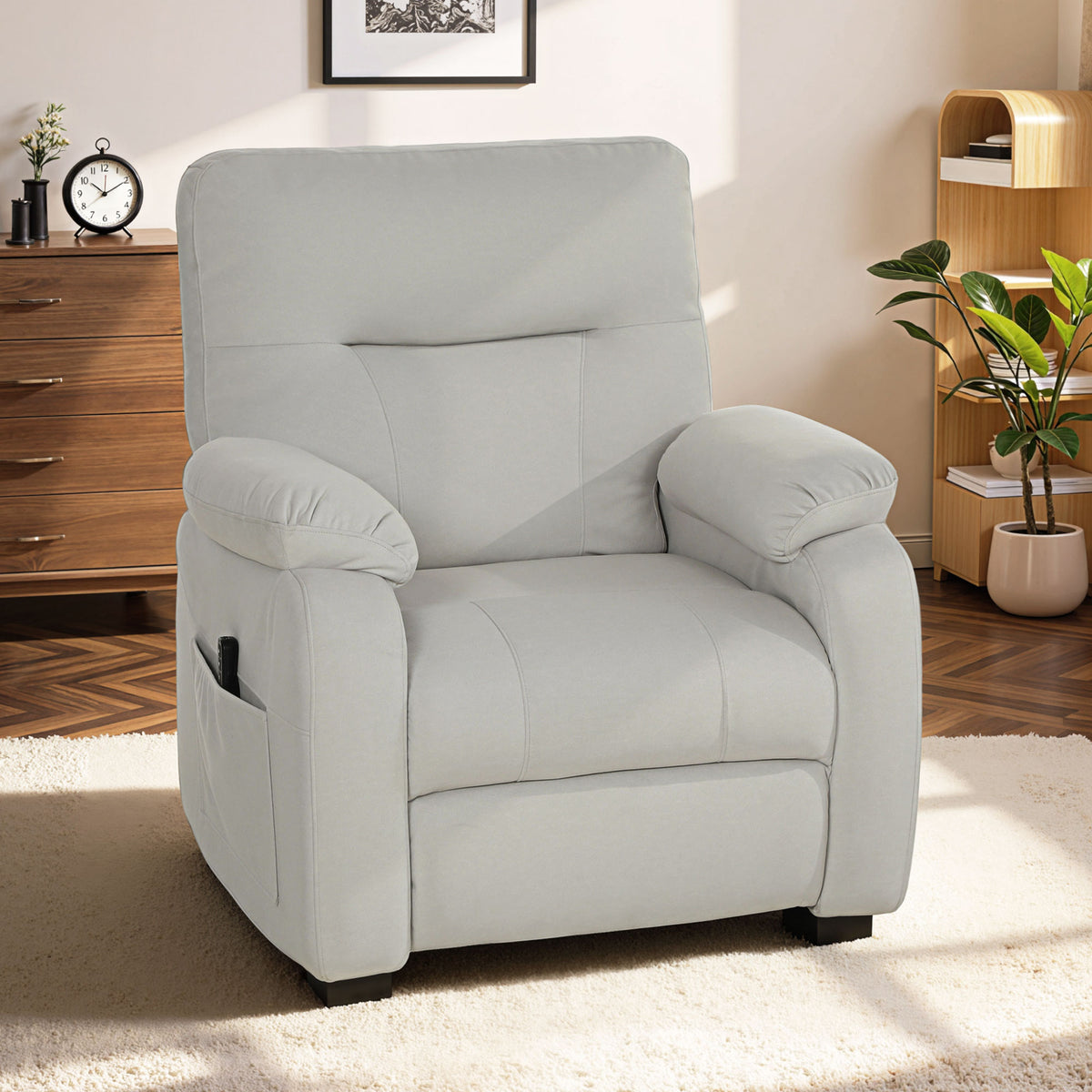 Fauteuil relax électrique fauteuil inclinable port USB repose-pieds poches latérales télécommande 96x90x103cm crème-9