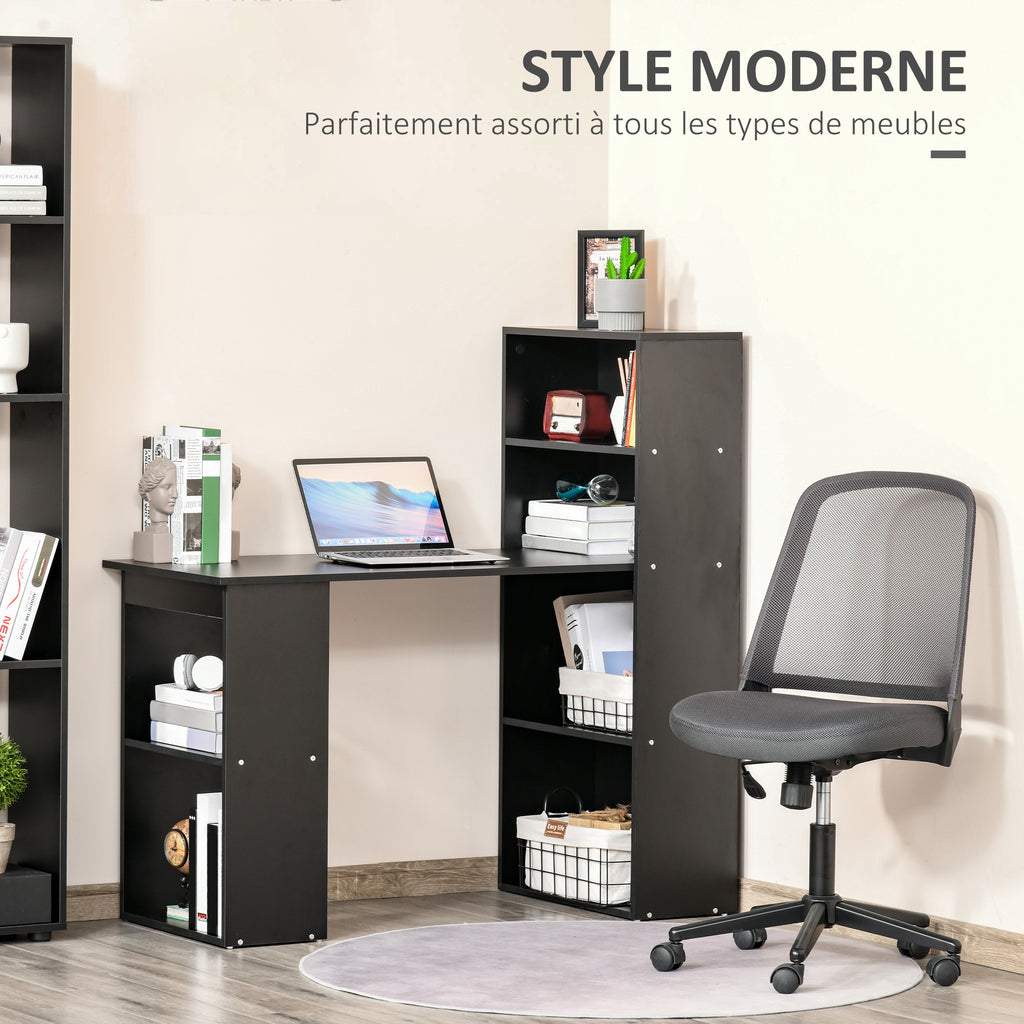 Bureau informatique, bureau avec rangement, 6 compartiments ouverts, table d'ordinateur pour chambre, studio-3