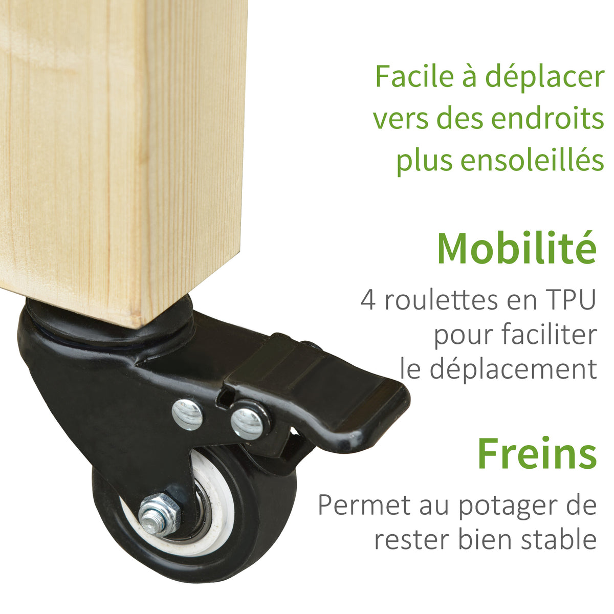 Jardinière sur Pieds - Potager sur roulettes - étagère, Inserts d'irrigation, Feutre de Drainage Inclus - Bois-4