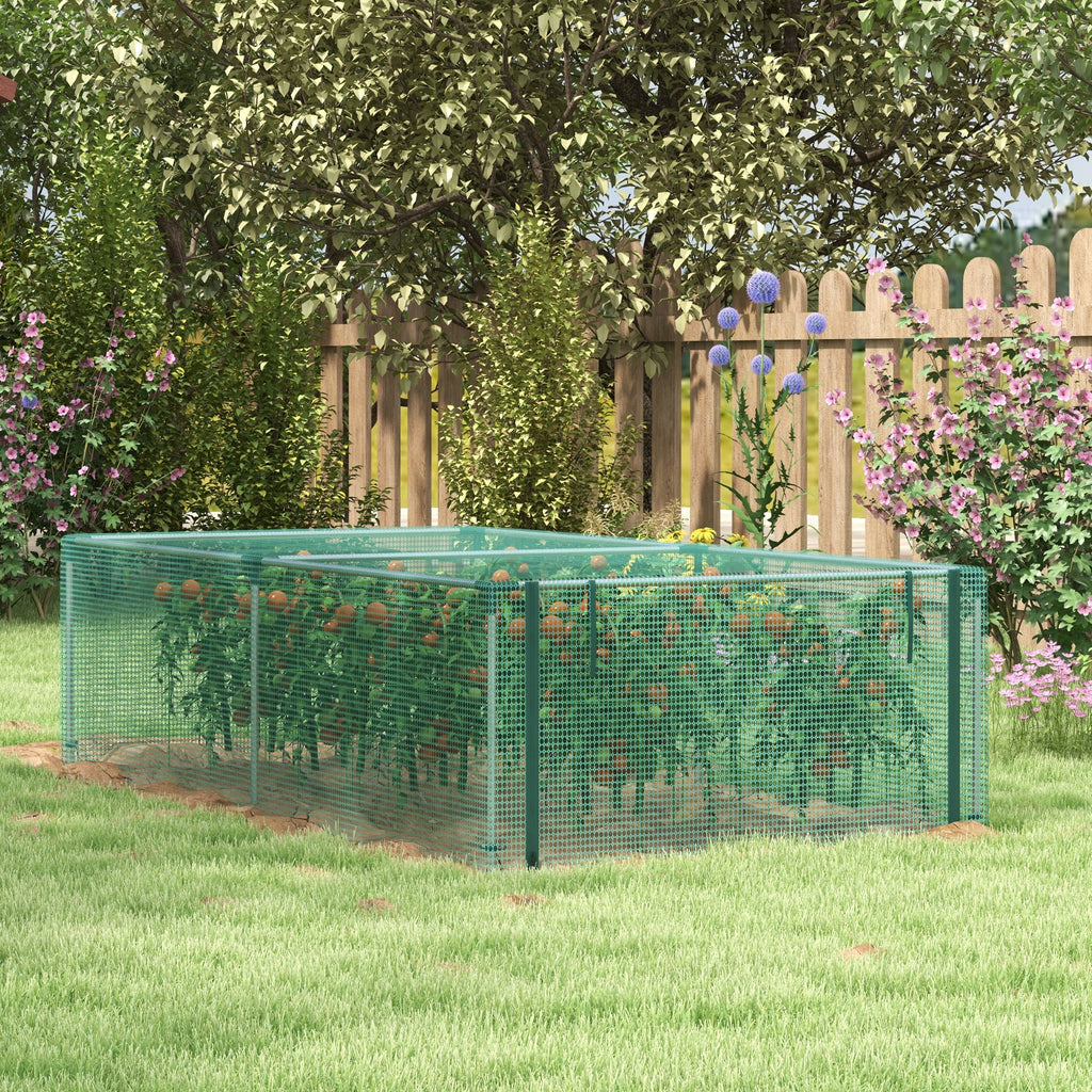 Serre de jardin serre à tomates filet protection porte zippée enroulable HDPE, dim. 125L x 248l x 62,5H cm-9