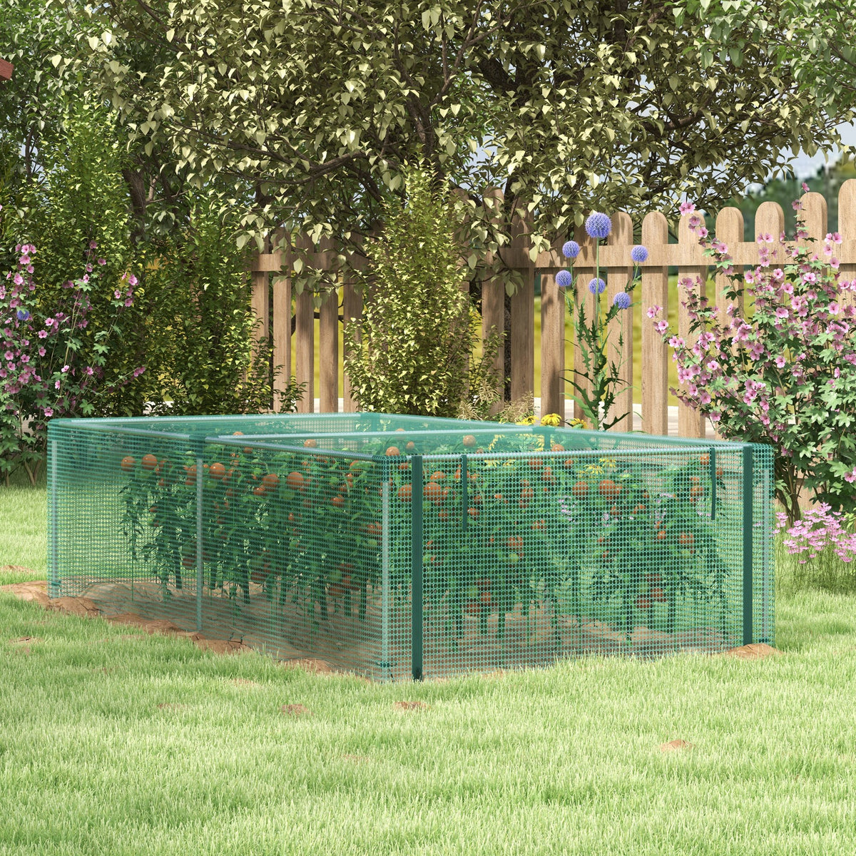 Serre de jardin serre à tomates filet protection porte zippée enroulable HDPE, dim. 125L x 248l x 62,5H cm-9
