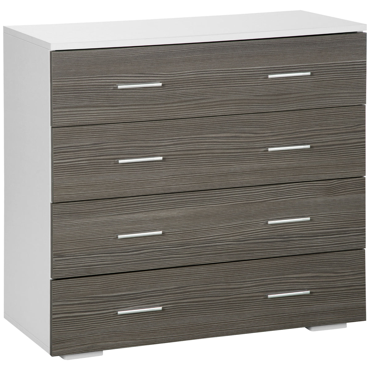 Commode meuble de rangement style contemporain 4 tiroirs 76 x 35 x 72 cm blanc et gris-0