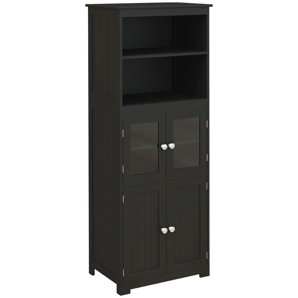 Armoire de cuisine buffet cuisine vaisselier meuble de rangement multi-rangements dim. 60I x 30P x 162H cm noir-0