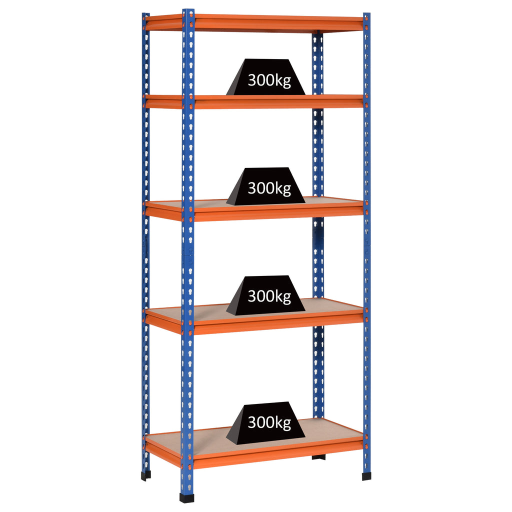 Étagère en métal de garage 5 niveaux capacité 1500 kg 80 x 40 x 182 cm bleu orange-0