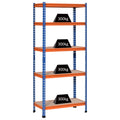 Étagère en métal de garage 5 niveaux capacité 1500 kg 80 x 40 x 182 cm bleu orange-0
