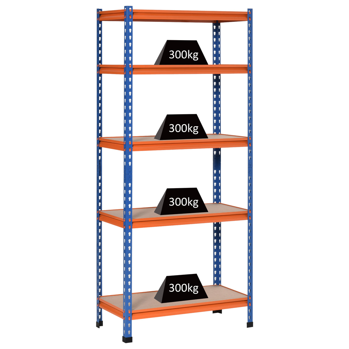 Étagère en métal de garage 5 niveaux capacité 1500 kg 80 x 40 x 182 cm bleu orange-0