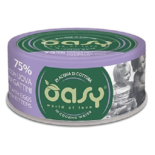 OASY MORE LOVE ACQUA DI COTTURA POLLO CON UOVA PER GATTINI 70 GR.