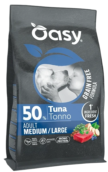 OASY DOG GRAIN FREE ADULT MEDIUM/LARGE TONNO 10 KG.