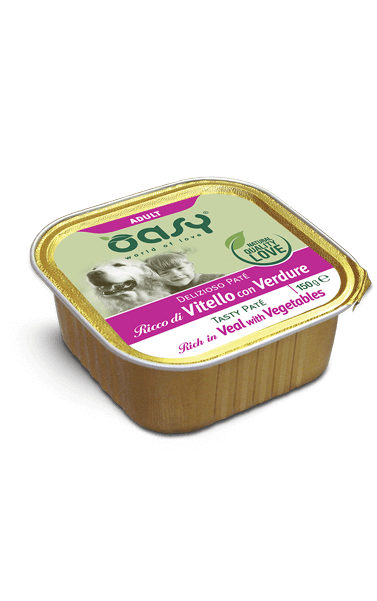 OASY DOG ADULT DELIZIOSO PATE' RICCO DI VITELLO CON VERDURE 150 GR.