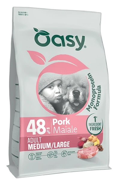 Oasy Dog Monoprotein Adult Medium Large Maiale 2 Kg