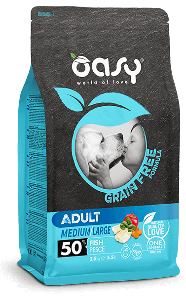 OASY DOG GRAIN FREE ADULT MEDIUM/LARGE PESCE 2,5 KG.