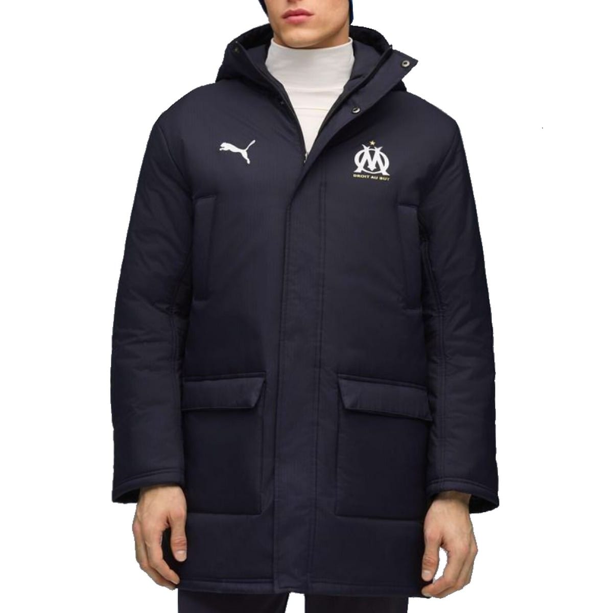 Olympique Marseille dark navy padded winter jacket 2025/26 - Puma-0