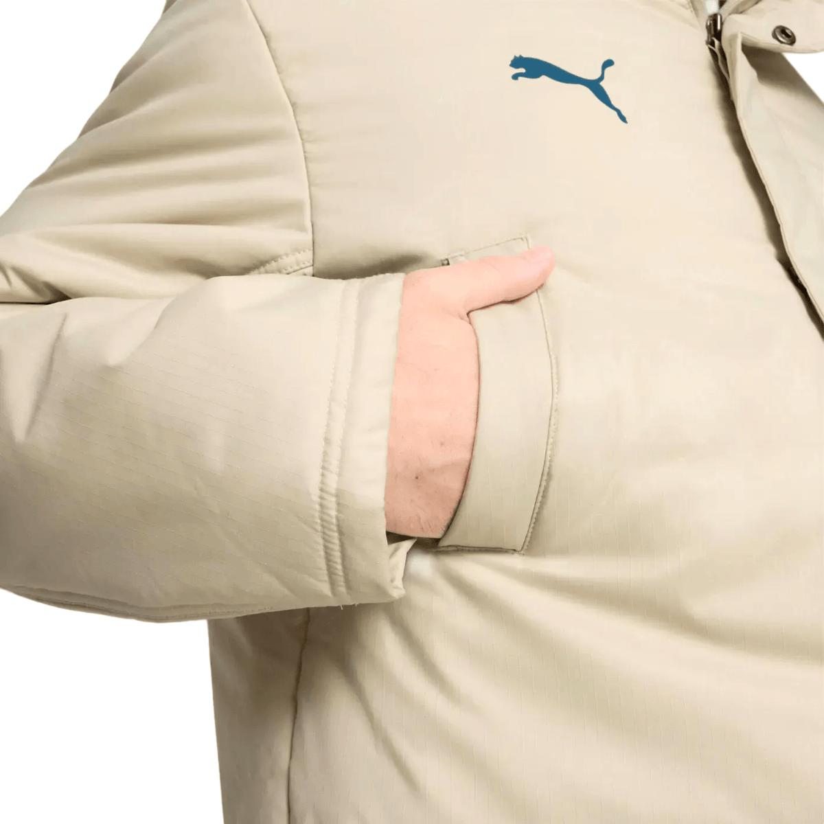 Olympique Marseille light gold padded bench jacket 2024/25 - Puma-4