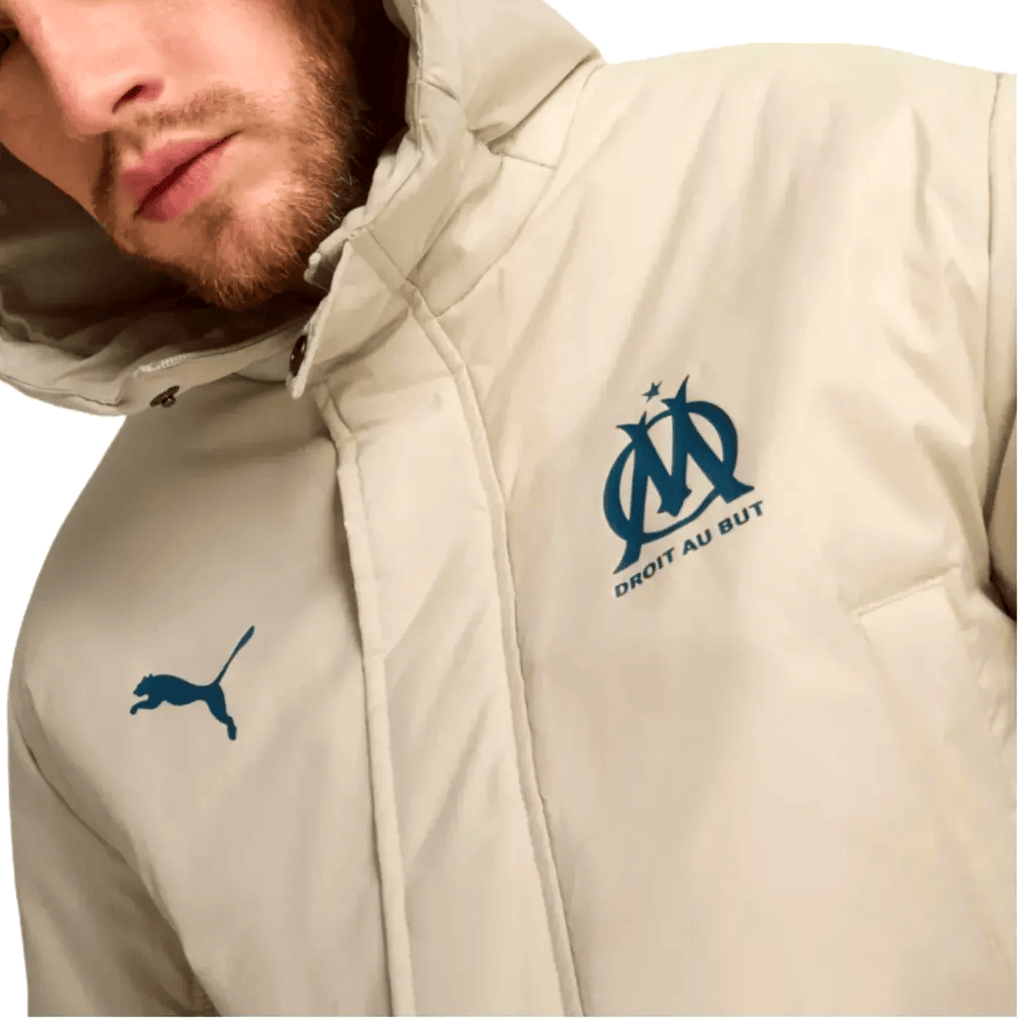 Olympique Marseille light gold padded bench jacket 2024/25 - Puma-2