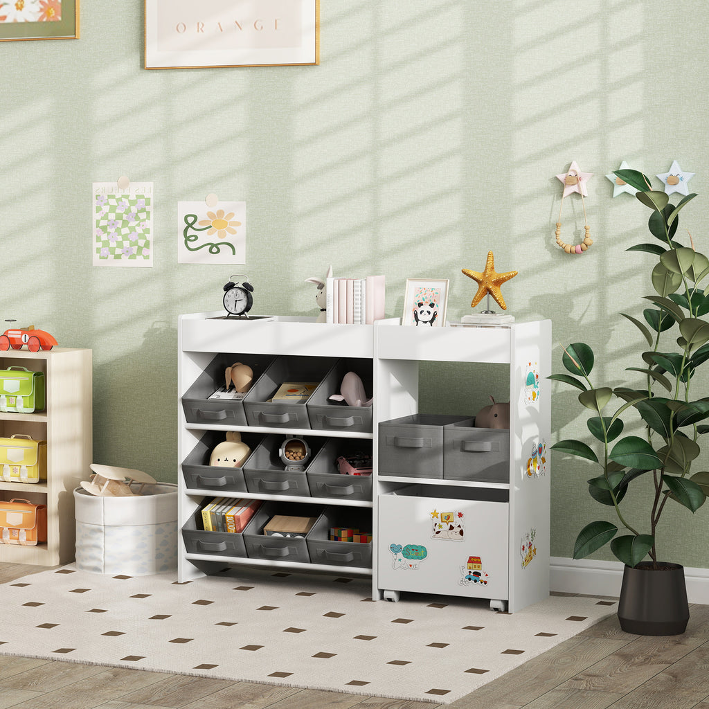 Étagère à jouets pour enfants étagère à livres 11 bacs de rangements en tissu non tissé 105 x 30 x 80 cm blanc-9