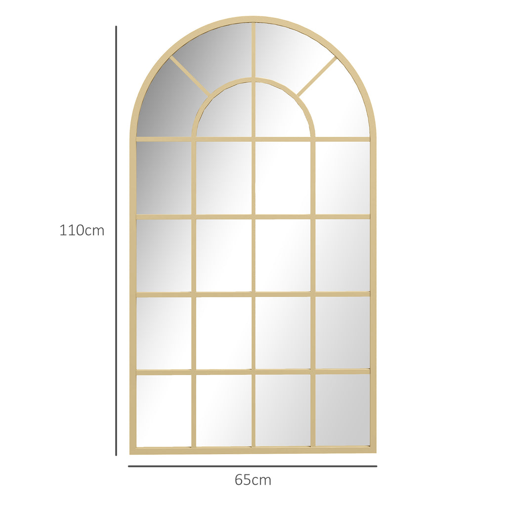 Miroir verrière arche style industriel fenêtre arcade métal 110 x 65 cm doré-2