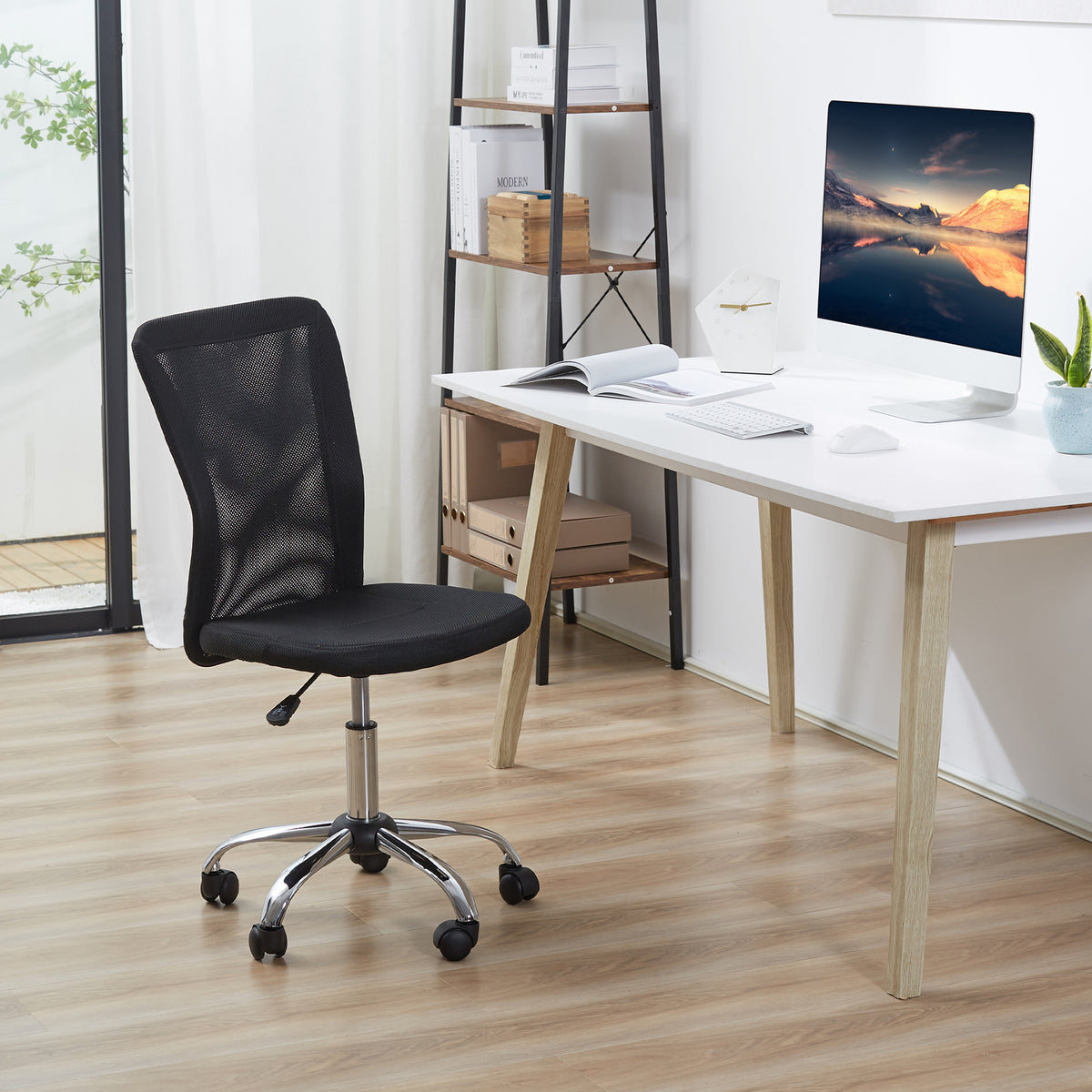 Chaise de Bureau Ergonomique, Fauteuil de Bureau, Hauteur Réglable, Piètement Chromé Noir-7