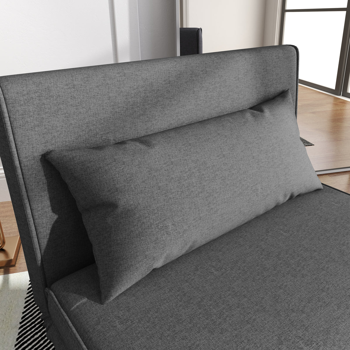 Fauteuil convertible 1 place, fauteuil-lit chauffeuse 3 en 1, dossier réglable, oreiller, tissu en lin, 94x78x80cm, gris-7