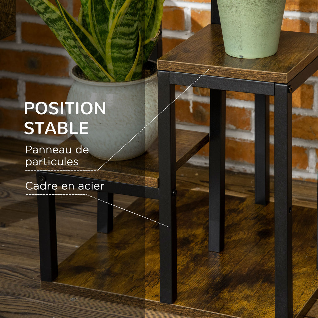 Support pour plantes étagère à fleurs 4 étagères différentes hauteurs structure acier 40 x 40 x 81 cm noir-4