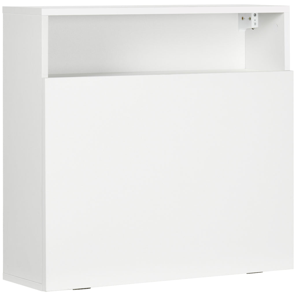 Bureau suspendu bureau mural avec tablette rabattable et 3 compartiments - 64 x 20 x 60 cm - blanc-9