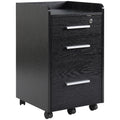 Caisson de bureau rangement bureau sur roulettes 3 tiroirs 1 verrouillable 1 trieur dossiers en bois noir-0